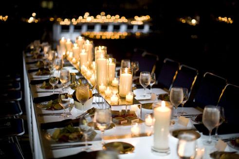  flowers along the whole table Paired with candles luminaries and 